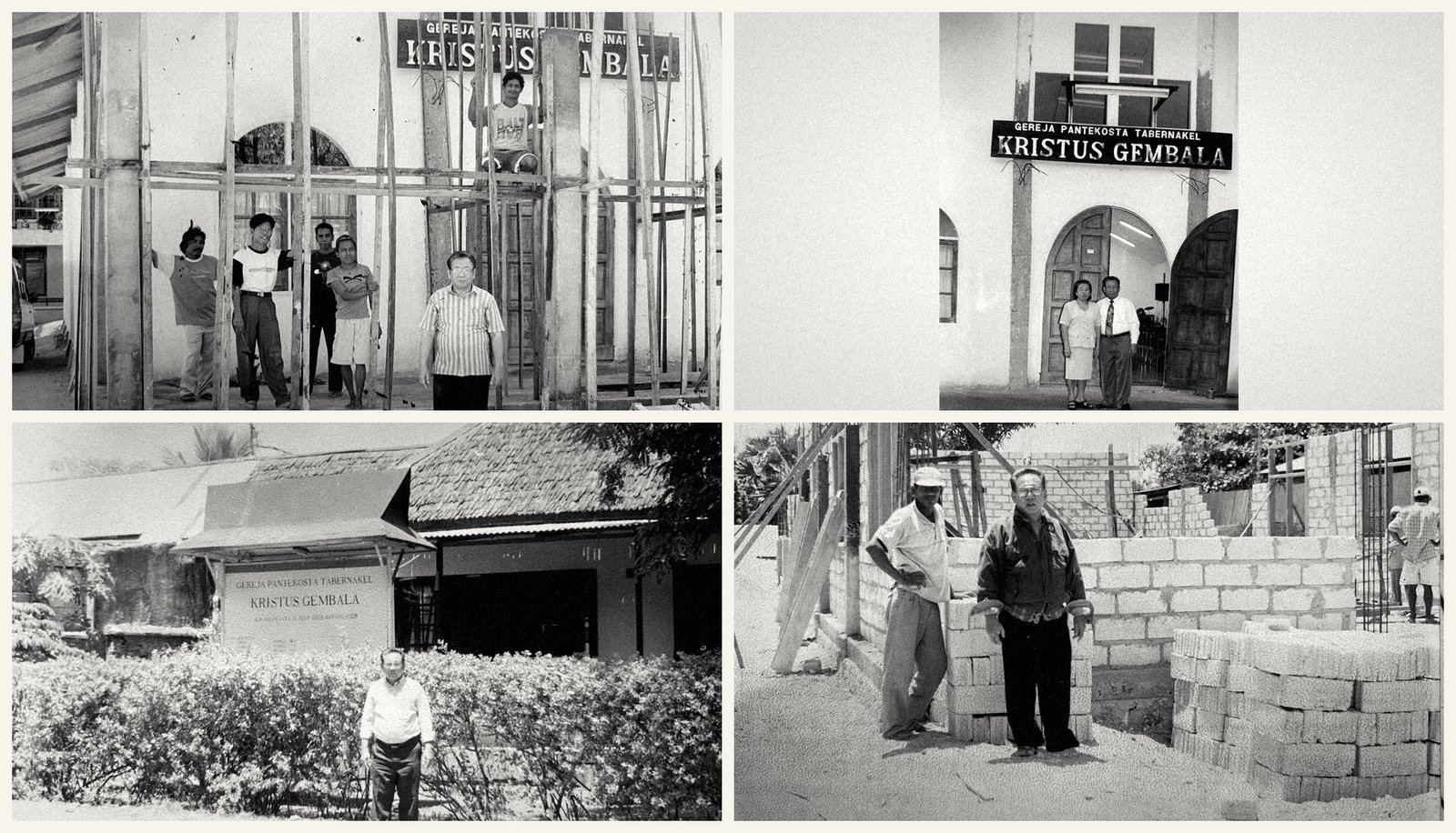 Sejarah gereja — dari Jl. Irian Jaya, Oeba (1996) hingga Jl. W. J. Lalamentik (1999).
